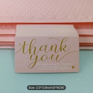 Thank You Cards, 50 Piece, Pink & Gold
